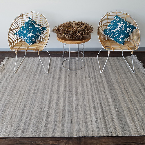Grey Century Fringed Hand-Woven Rug