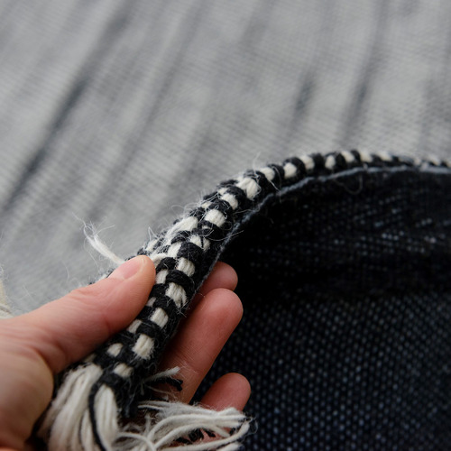Black & White Medina Fringed Hand-Loomed Rug