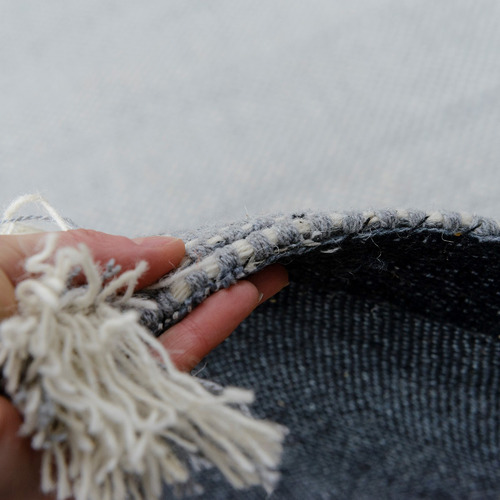 Grey & White Medina Fringed Hand-Loomed Rug
