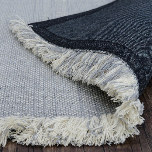 Grey & White Medina Fringed Hand-Loomed Rug