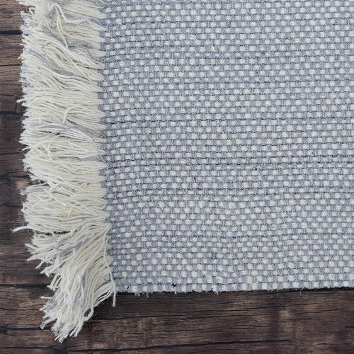 Grey & White Medina Fringed Hand-Loomed Rug