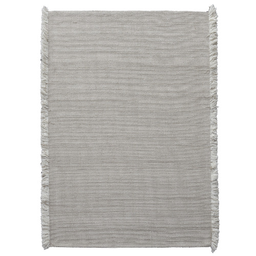 Taupe & White Medina Fringed Hand-Loomed Rug