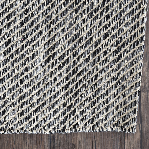 Black Lima Hand-Woven Cotton Rug