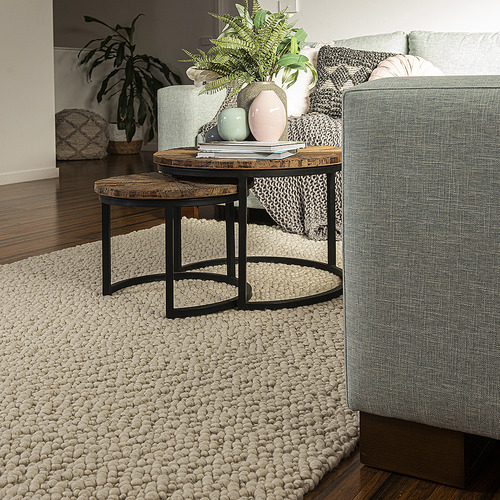 Ivory Fish Eye Hand-Woven Wool Area Rug