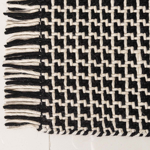 Dotts Rugs Black & White Cross Weave Hand-Knotted New Zealand Wool Rug ...