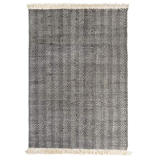 Black Munich Flat Weave Wool Rug