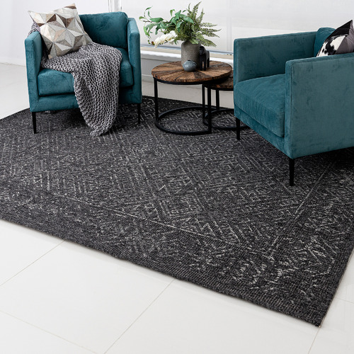 Black Olga Geometric Rug
