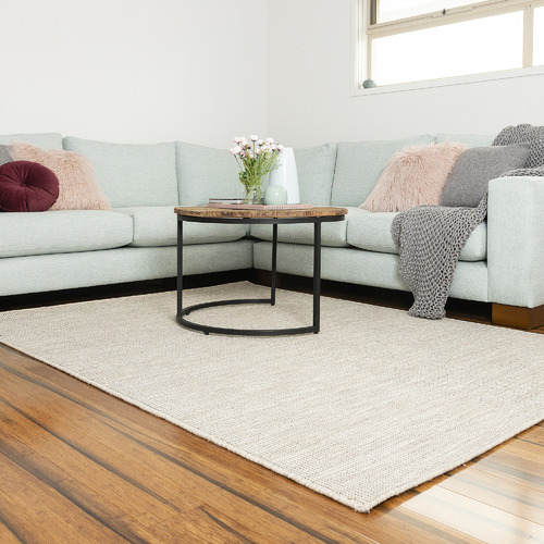 Beige Warsaw Hand Made Flat-Woven Wool Rug