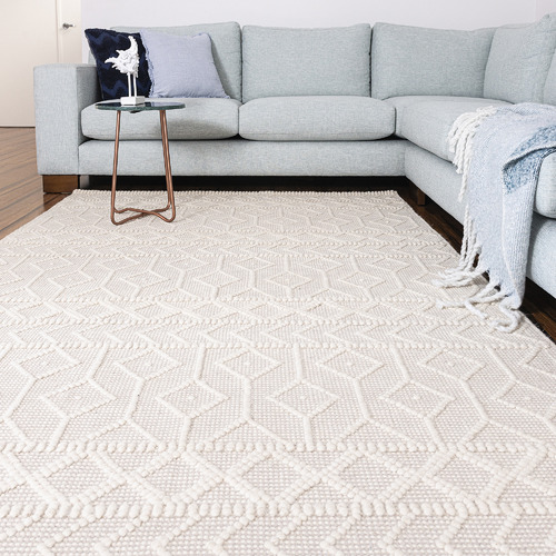 Ivory Palermo Flat-Woven Wool Rug