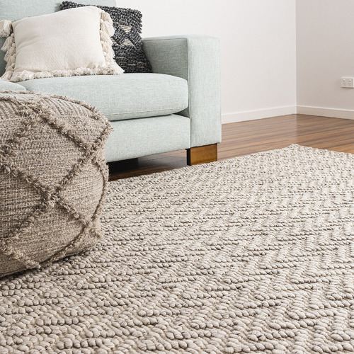 ElementalRugCollective Beige Sorrento Fx HandWoven WoolBlend Rug