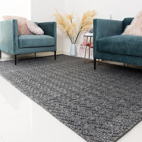 Grey Sorrento Fx Hand-Woven Wool-Blend Rug