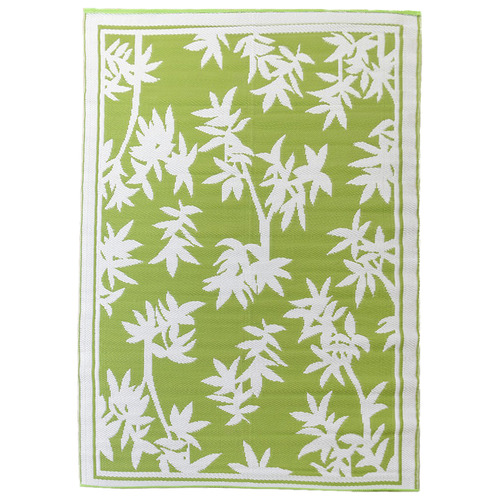Green/White Outdoor Alfrescee Polyprop Washable UV Resistant Rug
