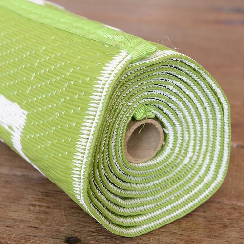 Green/White Outdoor Alfrescee Polyprop Washable UV Resistant Rug