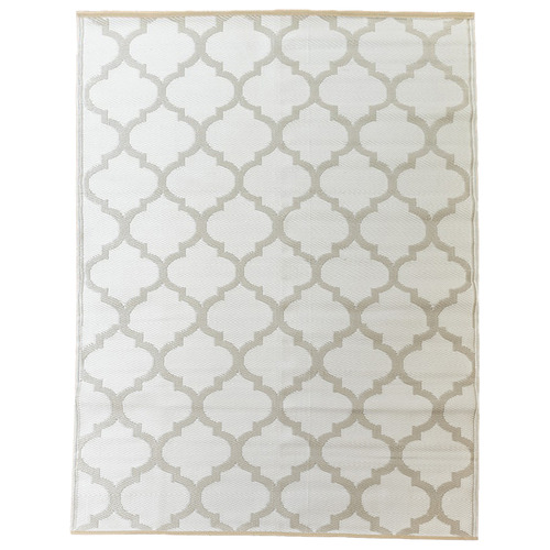 Sliver/White Outdoor Alfresco Polyprop Washable UV Resistant Rug