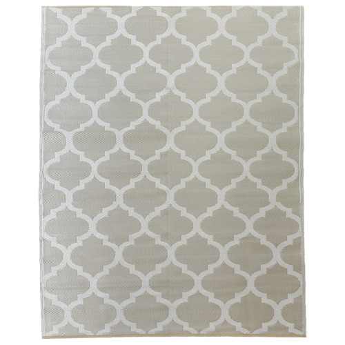 Sliver/White Outdoor Alfresco Polyprop Washable UV Resistant Rug
