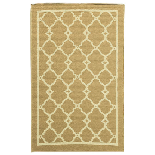 Cream & Beige Trellis Power-Loomed Outdoor Al Fresco Rug