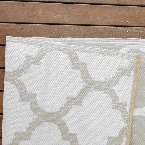 Sliver/White Outdoor Alfresco Polyprop Washable UV Resistant Rug