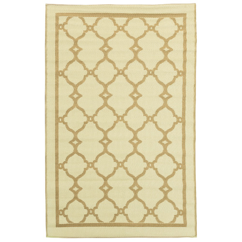 Cream & Beige Trellis Power-Loomed Outdoor Al Fresco Rug