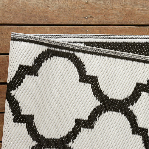 Black/White Outdoor Alfrescee Polyprop Washable UV Resistant Rug