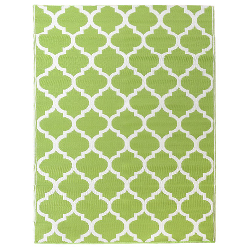 Green/White Outdoor Alfresco Polyprop Washable UV Resistant Rug