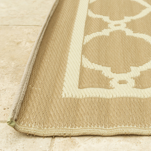 Cream & Beige Trellis Power-Loomed Outdoor Al Fresco Rug