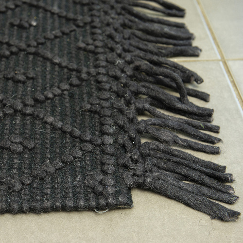 Black Kasbah Flat-Woven Wool Rug