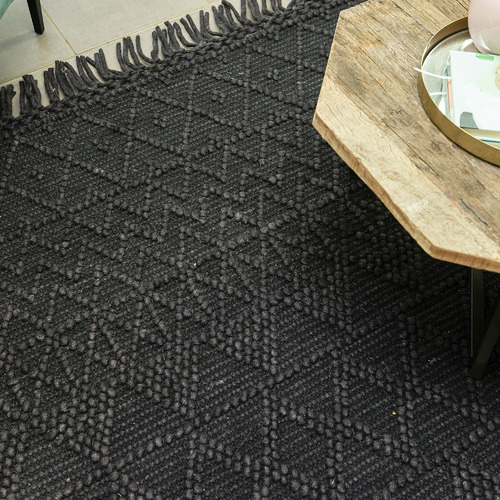 ElementalRugCollective Black Kasbah FlatWoven Wool Rug Temple & ster