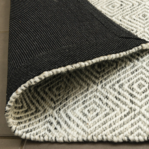 Dotts Rugs Grey Diamond Square Flat-Woven Wool-Blend Rug | Temple & Webster