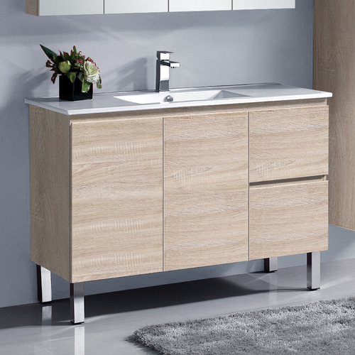 Vitrus 600mm Timber Oak Freestanding Single Vanity with Ceramic Countertop