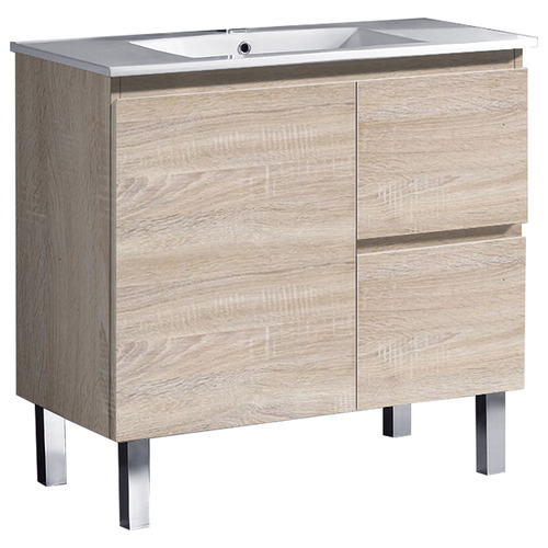 Vitrus 600mm Timber Oak Freestanding Single Vanity with Ceramic Countertop