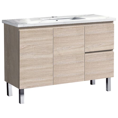 Vitrus 1200mm Oak Freestanding Integrated Single Vanity with Stone Countertop