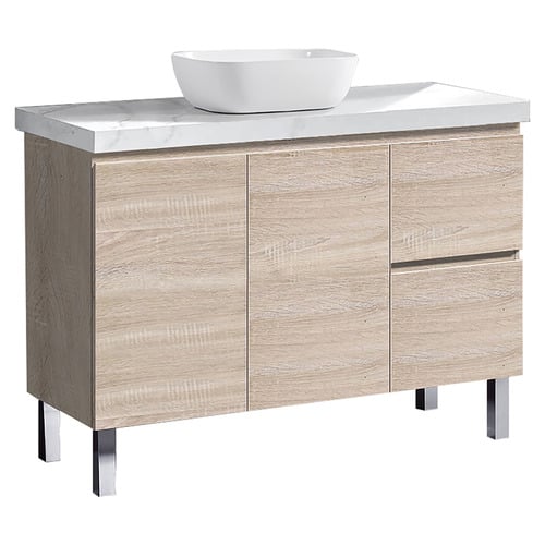 Vitrus 1200mm Oak Freestanding Single Vanity with Stone Countertop
