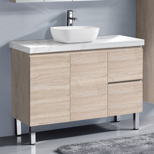 Vitrus 1200mm Oak Freestanding Single Vanity with Stone Countertop