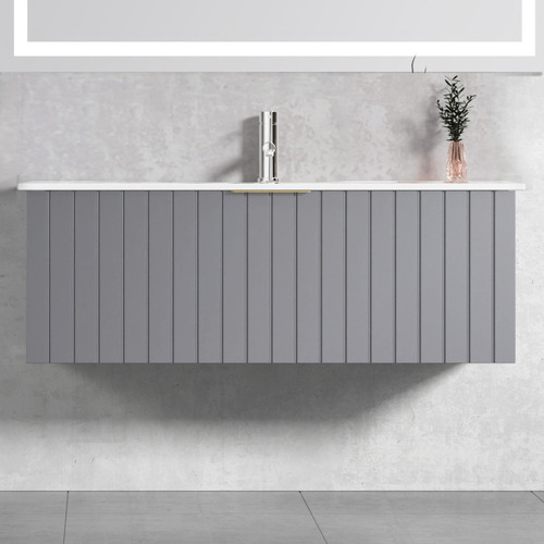 Boardwalk 1200mm Grey Wall Hung Single Vanity with Ceramic Countertop