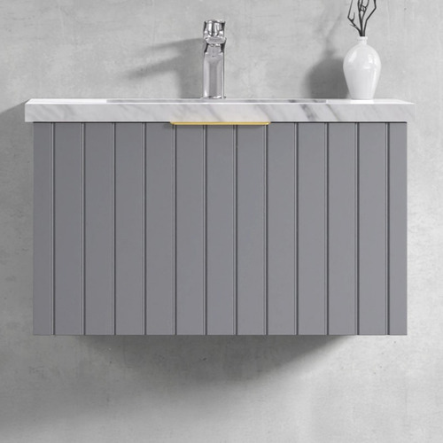 Boardwalk 750mm Grey Wall Hung Single Vanity with Stone Countertop