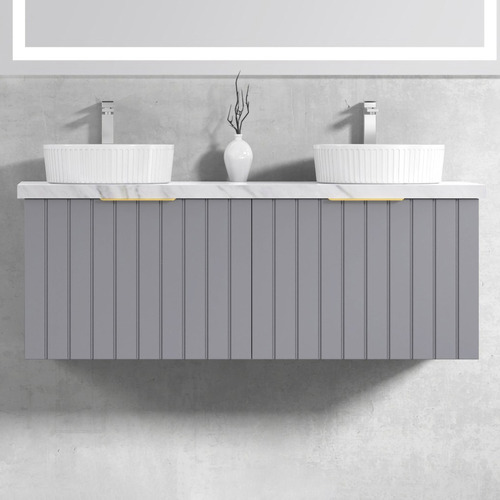 Boardwalk 1200mm Grey Wall Hung Double Vanity with Stone Countertop