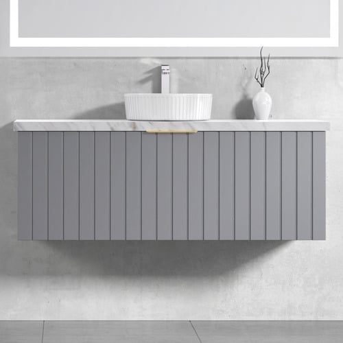 Boardwalk 1200mm Grey Wall Hung Single Vanity with Stone Countertop