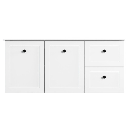 Whitby 1200mm White Wall Hung Single Vanity with Ceramic Countertop