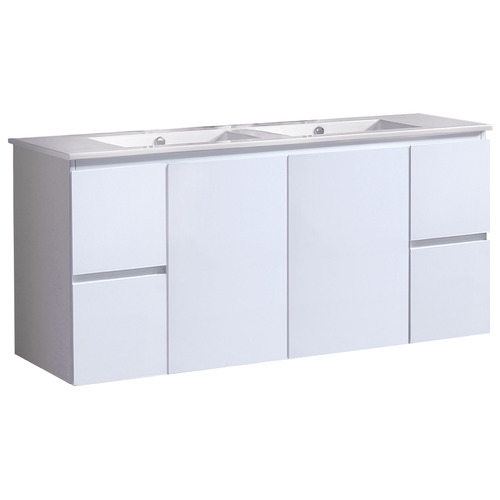 Virtus 1500mm White Wall Hung Double Vanity