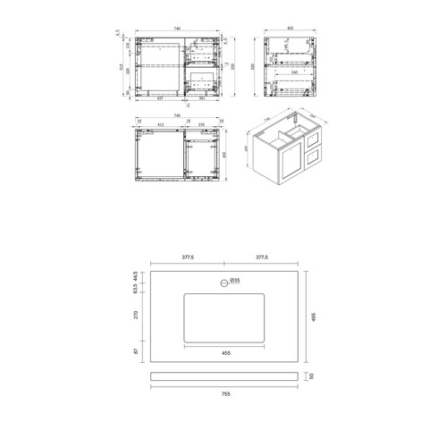 Whitby 750mm White Wall Hung Single Vanity with Stone Countertop