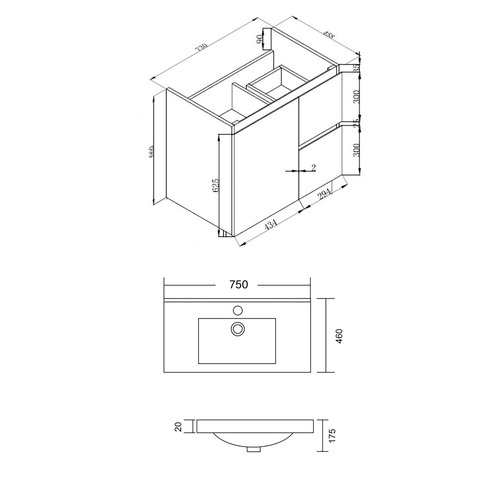 Virtus 750mm White Wall Hung Single Vanity