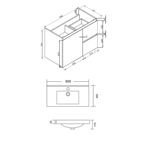 Virtus 900mm White Wall Hung Single Vanity
