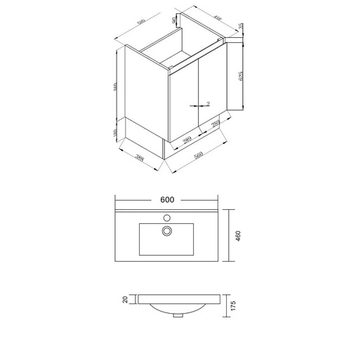 Virtus 600mm White Freestanding Single Vanity