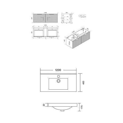 Reedon 1200mm Wall Hung Single Vanity with Ceramic Countertop