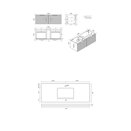 Reedon 1200mm Wall Hung Single Vanity with Stone Countertop