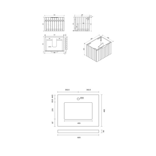 Boardwalk 600mm Grey Wall Hung Single Vanity with Stone Countertop