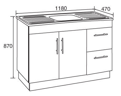 Cetona 1180mm Kitchenette Sink & Cabinet