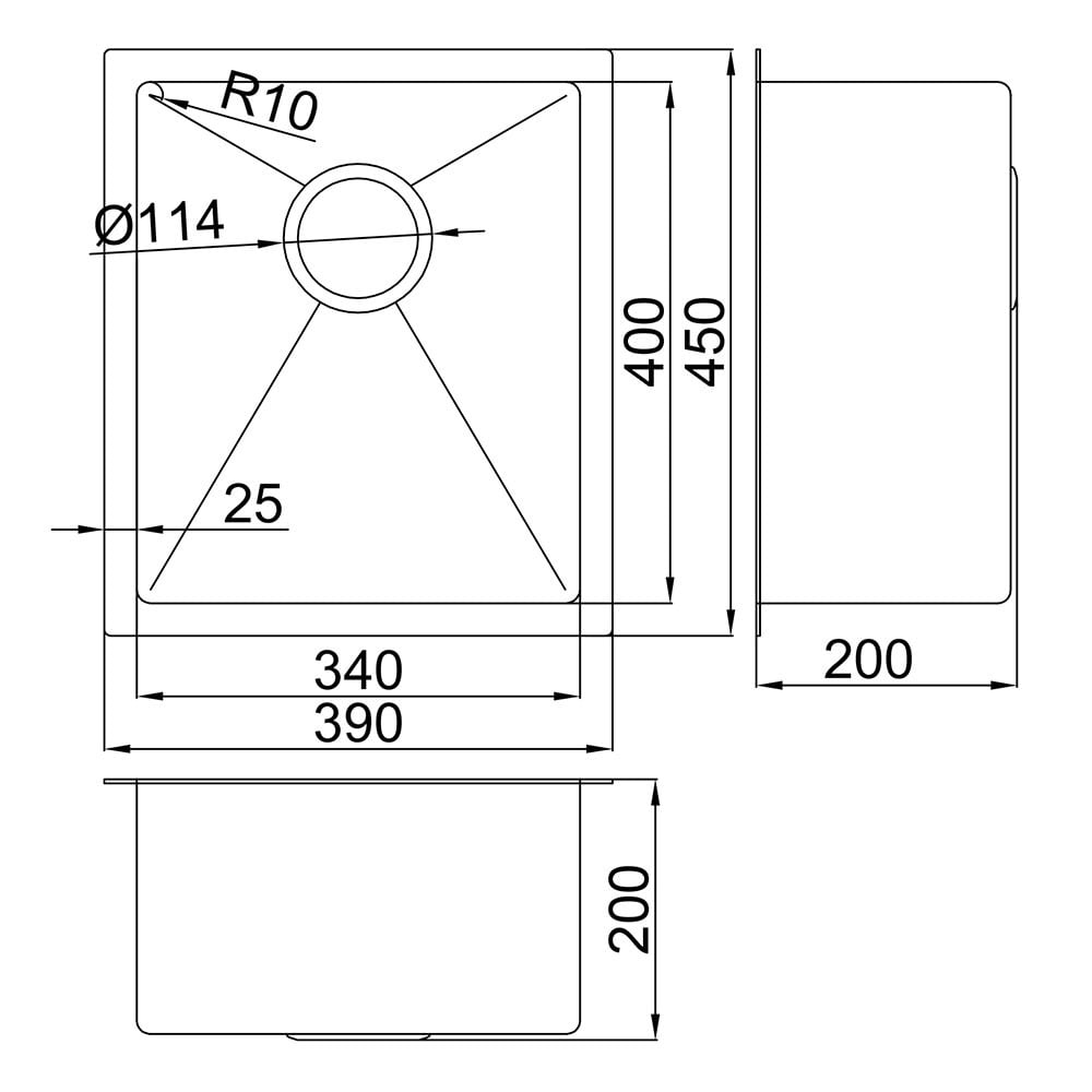 Hanes 390mm Undermount Single Stainless Steel Kitchen Sink