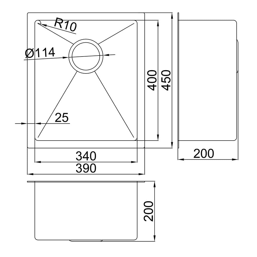 Hanes 390mm Undermount Single Stainless Steel Kitchen Sink