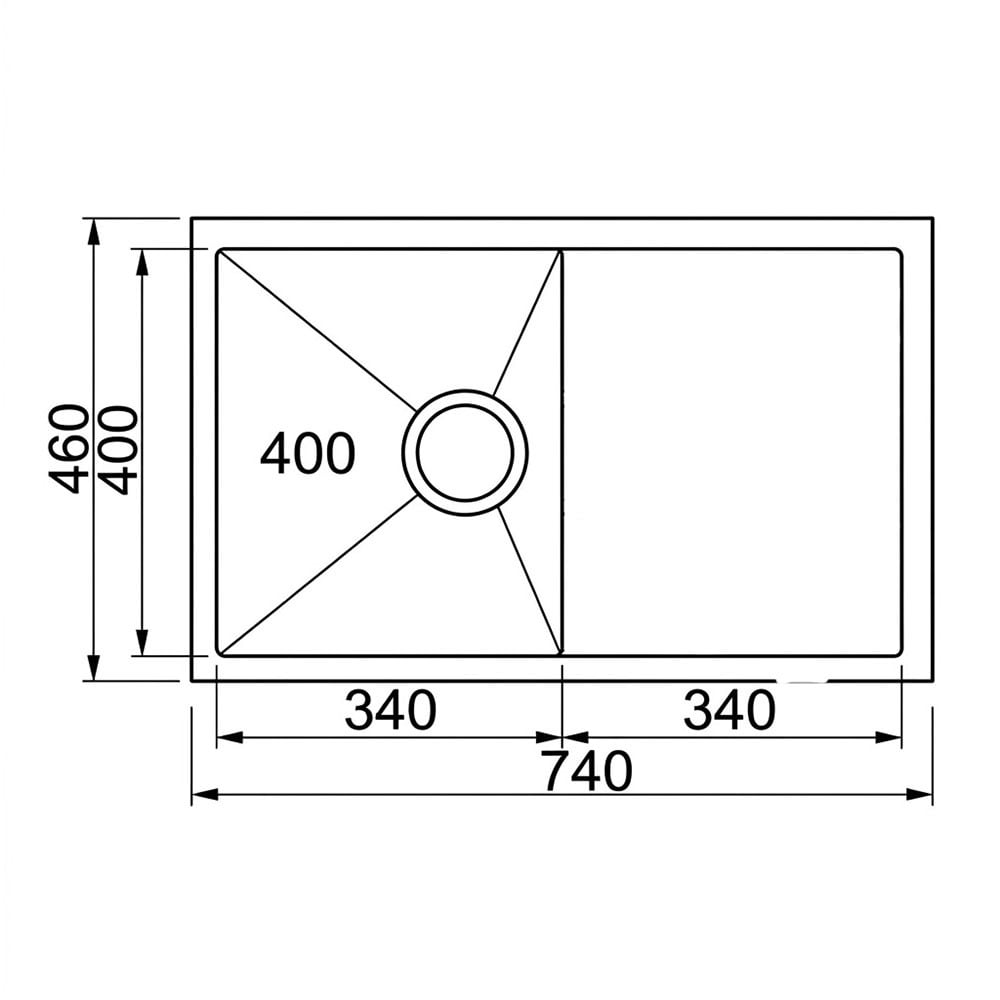 Hanes 740mm Undermount Single Stainless Steel Kitchen Sink